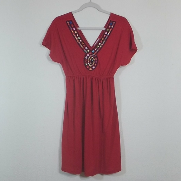 Maurices Red Cocktail Dress with Beaded Neckline XS - Picture 1 of 6